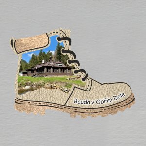 Bouda v Obřím Dole - magnet bota světlá
