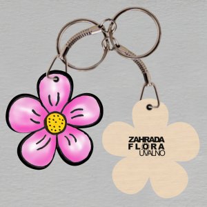 Zahrada Flora - růžová kytka - klíčenka