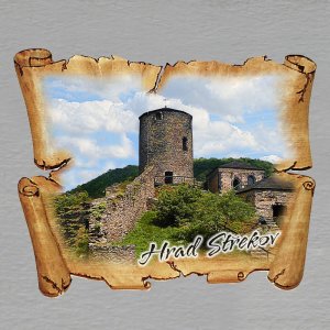 Střekov - hrad - magnet pergamen